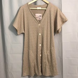 Beige Swanky button front dress with pockets